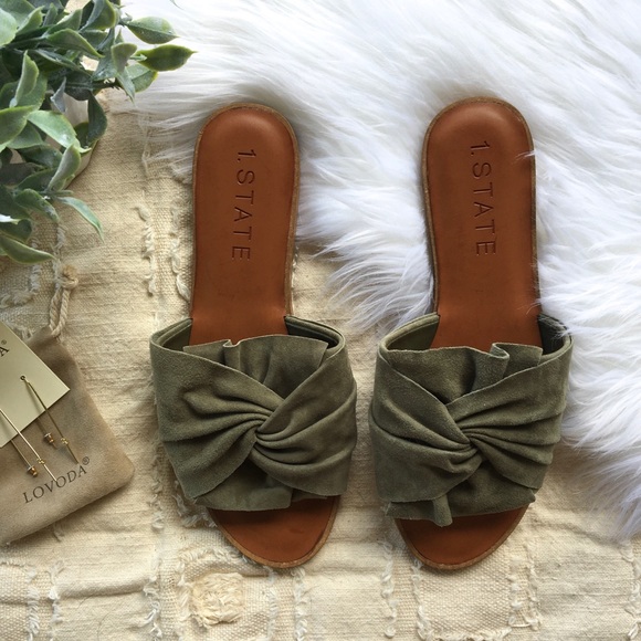 1. State Shoes - 1. State Olive Green “Chevonn” Slide Sandals